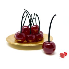 My Italian Decor - Murano Glass Lifelike Cherries, Set Of 3, Hand Made in Italy