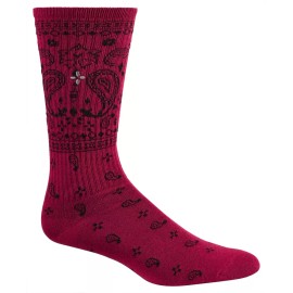 Sun + Stone Men's 1-Pair Crew Socks, Red Paisley, Shoe Size 7-12