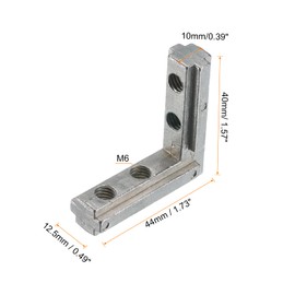 sourcing map L-Shape Interior Joint Bracket, 4Pcs Inside Corner Connectors with M6 Screws for 4040 Series Aluminum Extrusion Profile Slot 8mm (Silver)