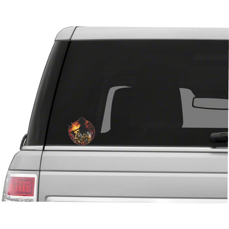 Vinyl Junkie Graphics Firefighter with Flame Sticker/Decal