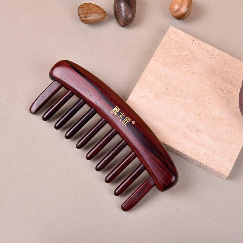 TAN MUJIANG Hair Comb Natural Wood Wide Tooth Scalp Massage