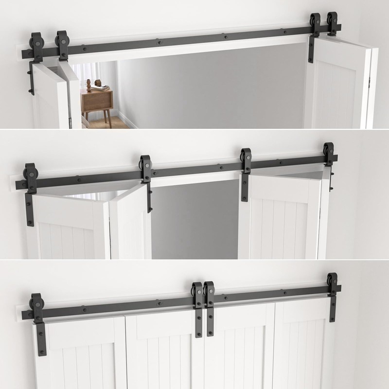 CCJH 7FT/84'' Bi-Folding Barn Door Hardware Sliding Track kit Heavy