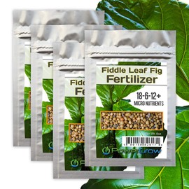 Fiddle Fig Fertilizer - Full Spectrum + Micro Nutrients - Slow Release Feeds for 8 Months - Bag is Over a Year Supply for Fiddle Leaf Fig Trees (Fiddle Fig Fertilizer - 6oz Bags 4 Pack)