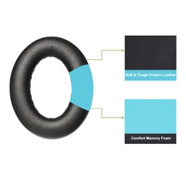 Aurivor Replacement Ear-Pads Cushions for Bose 700 Noise Cancelling Headphones, Premium Ear-Covers with Soft Protein Leather, Added Thickness (Black)