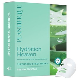 PLANTIFIQUE Koreanische Gesichtsmaske 5-Pack mit Superfoods - Aloe Vera, Hyaluronsäure & Ceramid NP - Feuchtigkeitsspendende und beruhigende Tuchmaske - Korean Face Mask