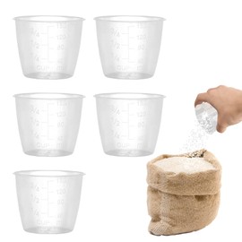 5 Pcs Plastic Transparent Rice Measuring Cup, Double Scale 160ml 3/4 Rice Cup Measure Tools, Rice Cooker Cup Small Laundry Cups Replacement for Kitchen Dry And Liquid Ingredients Measuring