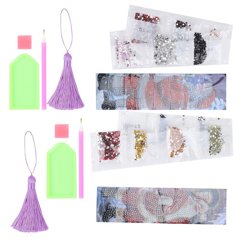 2 Set Diamond Bookmarks 5D DIY Painting Crystal Embroidery Tassel