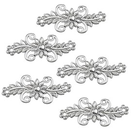 WANDIC Cardigan Clips, 5 Pairs Retro Chrysanthemum Flower Cape Fasteners Hook and Eye Cardigan Clip Cape Fasteners for Sweater Scarf White Nickel