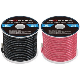 18 Gauge Marine Wire Include 18 AWG 50FT Red & 50FT Black,18 Gauge Marine Grade Wire Tinned Copper Oxygen-Free Boat Electrical Cable for Automotive/RV/Camper/Trailer Outdoor Use
