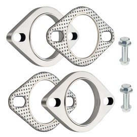 EVIL ENERGY 2.35 Inch 2 Bolt Exhaust Flange Connection Kit, Stainless Steel Exhaust Flange and Gasket Set with Bolts and Nuts, Exhaust Flanges with Flange Edge for Easier Welding, 2 PCS