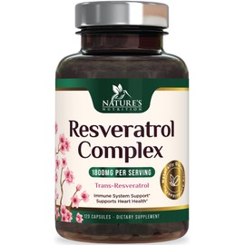 Resveratrol Supplement 1800mg - Extra Strength Antioxidants for Healthy Aging & Immune Support - Heart Health & Cellular Energy Support - Non-GMO, Bioavailable Trans-Resveratrol - 120 Vegan Capsules
