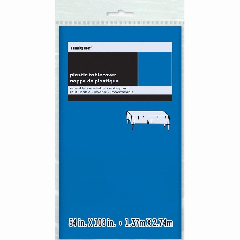 Royal Blue Plastic Tablecloth, 108" x 54"