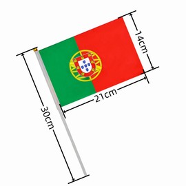Pack of 50 Portugal Mini Flags Hand-Held Flags Small Portuguese Flags Parade Celebrations Indoor Outdoor Decoration 14 x 21 cm / 5.5 x 8.2 inches