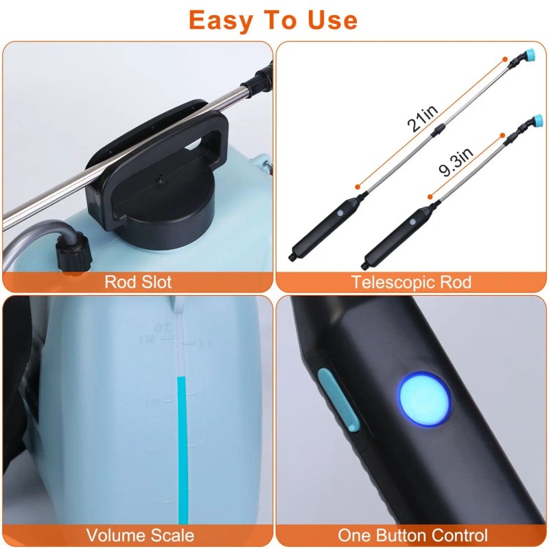 1.3Gallon Electric Plant Sprayer Telescopic Garden Handheld Sprayer 3 Spray
