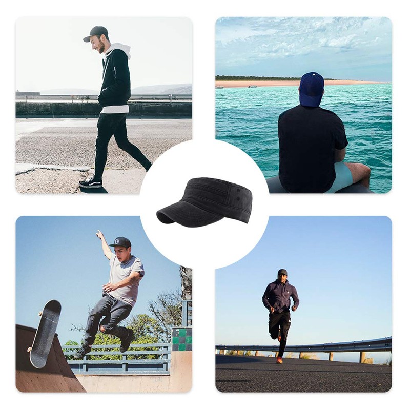 Yutdeng Cotton Flat Cap Men's Military Cap Classic Army Cap