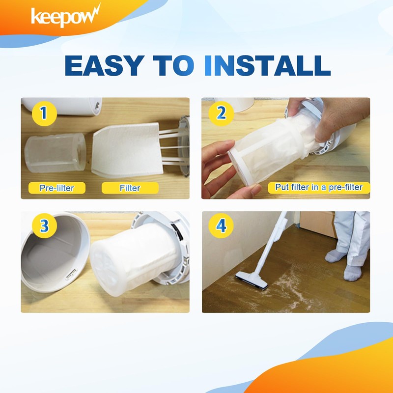 KEEPOW Vacuum Filters Compatible with Makita T-03193 Replacement Vacuum Filter