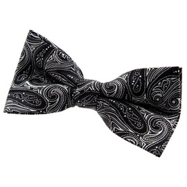 Retreez Men Elegant Paisley Art Pattern Woven Microfiber Pre-tied Bow Tie (5") - Black