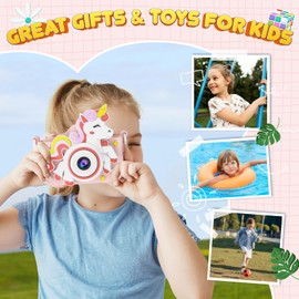 Jexylon Kids Camera Unicorn Toys for 3-8 Year Old Boys/Girls, Toddler Camera with Selfie Camera for Kids, Christmas Birthday Gifts for Girls, Kids Digital Camera for 3 4 5 6 7 8 9 Year Old, 32GB Card