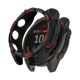 ZoRoll Protector Case Compatible with Garmin Fenix 8 51 mm, Protective Cover Soft TPU Slim [Anti-Scratch] Bumper Shell for Garmin Fenix 8 51mm - Black&Red