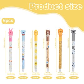 WUSJCOF Set of 6 Erasable Gel Pens with Heat Sensitive Ink and Motif Designs (0.5mm Tip) (3 Blue 3 Black)
