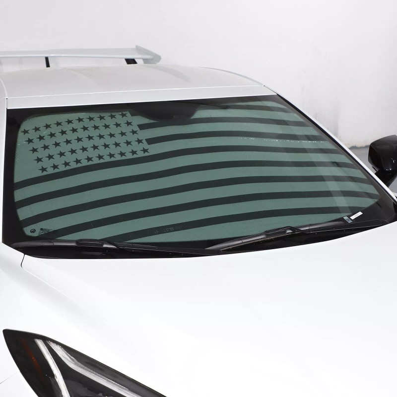 car-attention Windshield Sun Shade Visor US Flag UV Block Shield