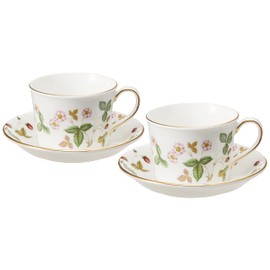 Wedgwood 1053377 Bone China Wild Strawberry Pair Coffee Cup and Saucer (Delphi), Wedding Gift