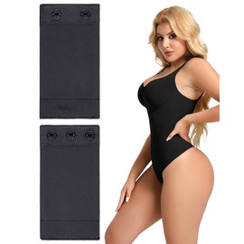AHENCON Bodysuit Extender For Women Adjustable Snap Crotch Add Length To Crotch Extender(Not suitable for metal clasp), Black-（2pc,2 Plastic+3 Plastic，4" Length）, One Size