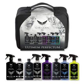 Car Gods 8 Piece Car Cleaning Detailing Kit - Shampoo - Carnauba Wax - Wheel Cleaner - Shine Detailer - Fallout Eliminator - Tyre Serum - Interior Detailer - Glass Cleaner