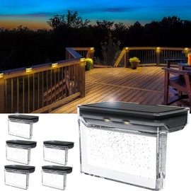 TIJNN Solar Deck Lights Outdoor, Outdoor Lighting, Waterproof LED Fence Light. Waterproof Led Solar Lights for Outdoor Stairs, Step, Fence, Yard, Patio - 6 Pack