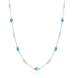 FANCIME Women's Turquoise Necklace, Turquoise Beads Necklace, Hawaiian Power Stone, Silver, S925, Swaying, Travel, Amulet, Christmas, Birthday, Anniversary, Present, Gift Wrapping Included