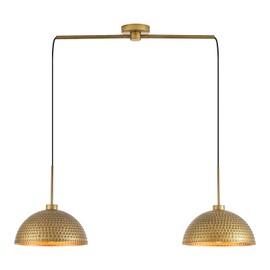 ELYCCUPA 39” Hammered Pendant Light Dome 2-Lights Antique Brass Farmhouse Chandelier Adjustable Industrial Pendant Lighting Fixtures for Kitchen Island Dining Living Room, UL Listed