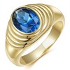 Aurelia Mae Womens Chunky Gold Ring | Sapphire Oval Cubic
