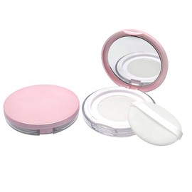 Feilguee 2 Pcs Loose Powder Container with Puff 5g/0.7 oz Reusable Plastic Portable DIY Makeup Empty Powder Case with Mirror and Net Sifter (Pink)