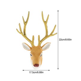 Gadpiparty Deer Head Wall Decor Deer Antler Wall Sculpture Fake Deer Head Faux Antler Animal Wall Decor for Christmas Holiday Party Supply Decor