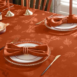 MATIRUG Fall Square Cloth Napkins 20X20 Set of 4,Autumn Maple Leaves Jacquard Reusable Napkins,Washable Dinner Table Napkin for Thanksgiving Harvest Holiday, Burnt Orange/Rusty