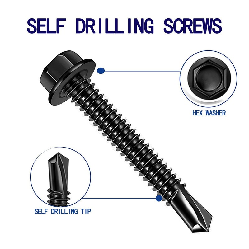 ZAMBASE 100 PCS 410 Stainless Steel #8X5/8 Self Tapping Screws