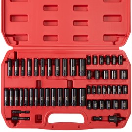 WIILDIS 1/2" Drive SAE Deep Impact Socket Set, 19 Piece SAE Size (3/8" to 1-1/4") 6 Point Cr-V Steel Socket Set, Includes Extension Bars, Adapter and Universal Joint, Meets ANSI Standards