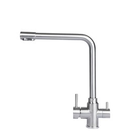 3 Way Drinking Tap Dual Handle Kitchen Sink Faucet, 3 in 1 Faucet for Water Filtration/Cold/hot Water, Stainless Steel Drinking Water Faucet
