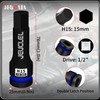 JEUCLEL 15mm Hex Impact Bit Socket, H15 1/2-Inch Impact Drive