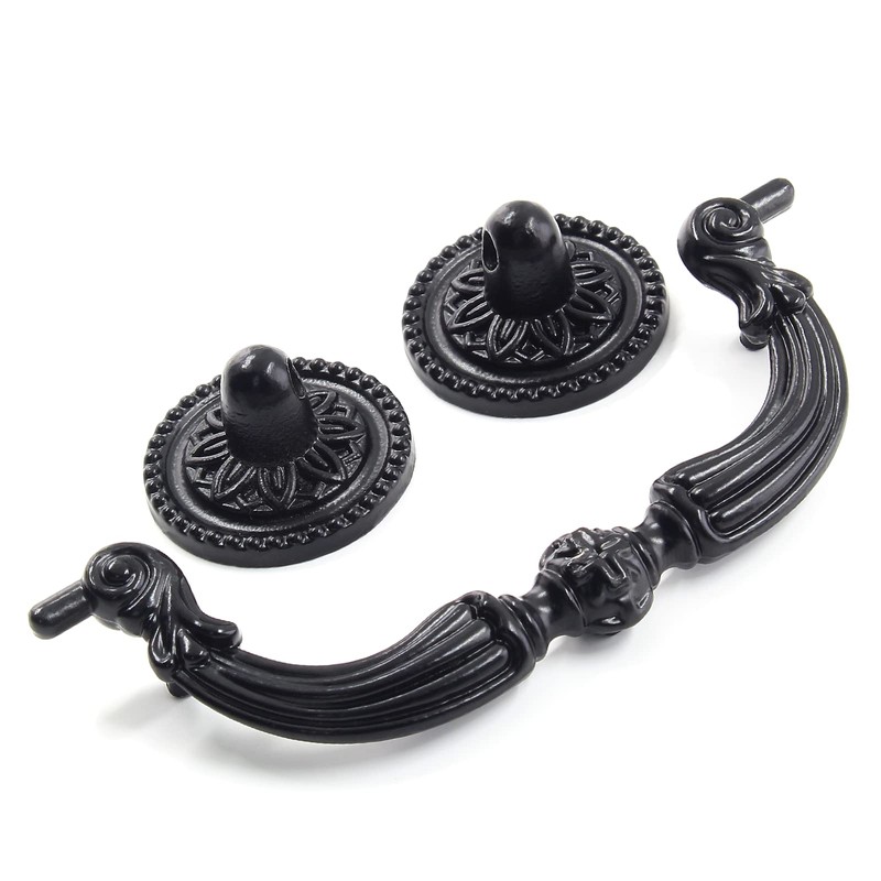 Moicstiy 4 Pack Antique Drop Drawer Pull, 3.5 Inch Hole