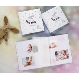 Hama Baby Album "To The Moon" (Baby Photo Album with 60 Pages for Girls and Boys, Children's Photo Book for Approx. 300 Photos, Photo Album for DIY and Gluing with Motif, Album Format 29 x 32 cm)