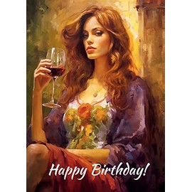Pixiluv HAPPY BIRTHDAY Greeting card ~ Pretty Lovely Woman on a Beautiful Night Out~ Birthday Wishes Greetings Vintage Large Card