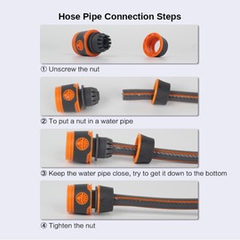 Garden Hose Connector for Hose, Outdoor Tap to Hose, Hose to Hose Connector Set - 6 Quick Connectors for Hose, 2 Adapter Connectors for Tap 3/4" & 1/2", 2