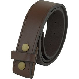 Real Leather Press Stud Belt 40mm wide for Jeans Brown XXL (44" - 48")