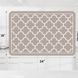 WISELIFE Dish Drying Mat Super Absorbent Drying Mat Large Dish Drying Mats for Kitchen Counter Easy Clean Dish Mat Kitchen Drying Mat16"x 24" Stylish Khaki