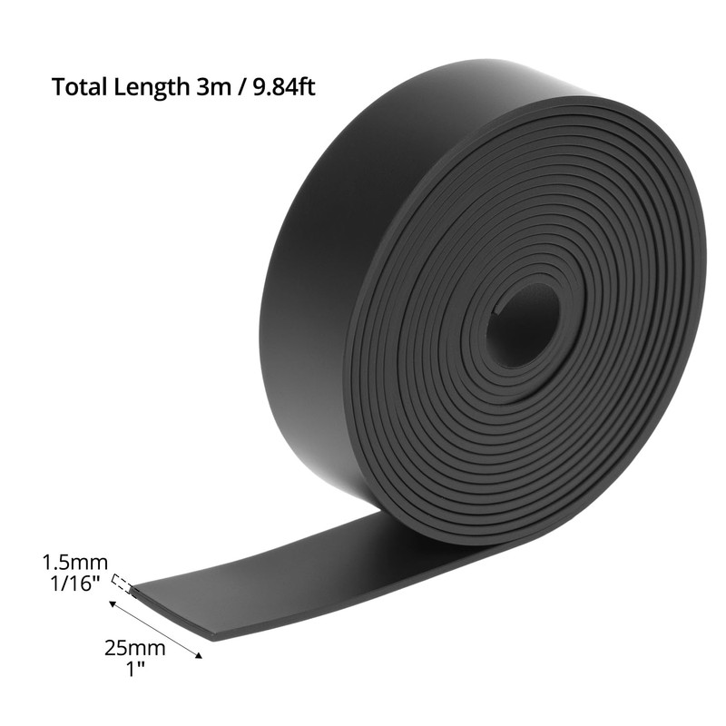 QWORK® Solid Neoprene Rubber Sheet Strip 25mm x 1,5mm x