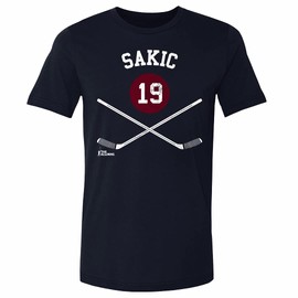 500 LEVEL Joe Sakic Shirt (Cotton, X-Large, True Navy) - Joe Sakic Colorado 19 Sticks WHT