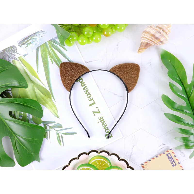 Bonnie Z. Leonardo Brown Ears Headband Cat Ears Headband Furry