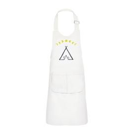Fabulous Kinderschürze 2 Taschen Küche Weiß Tipi-Zeichnung Mondzyklus Indianisches Abenteuer - Top Qualität