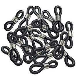 40 Pieces Eyeglass Chain Ends Adjustable Rubber Spectacle End Connectors for Eye Glasses Holder Necklace Chain (Black and Silver)
